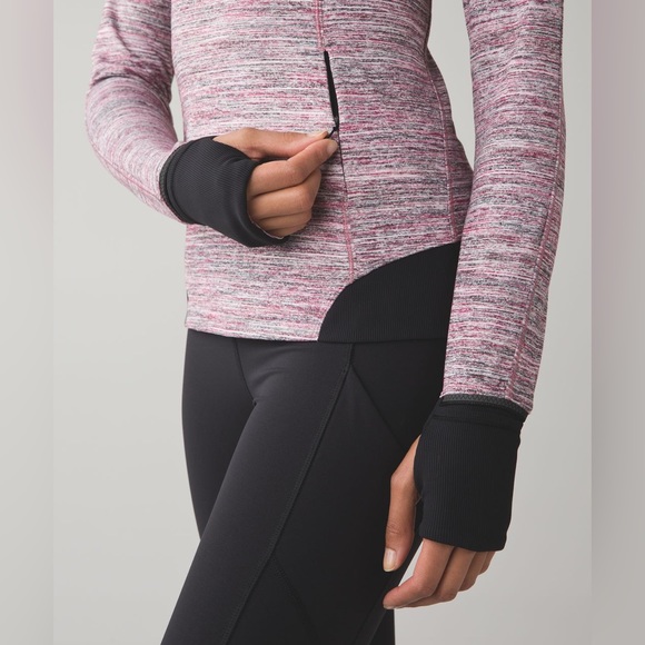 Lululemon Runderful 1/2 Zip sz 8 Space Dye Camo Berry Rumble Multi / Black - Picture 3 of 16